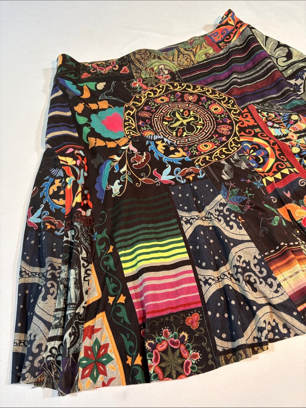 Desigual Skater Skirt size Medium Multicolor patchwork lined - Picture 4 of 15